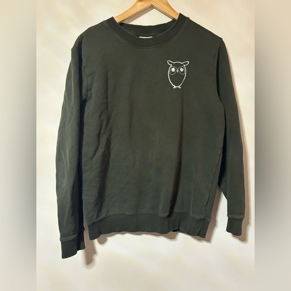 Knowledge Cotton Apparel- Green Crew Sweatshirt with Owl Logo - Picture 2 of 7